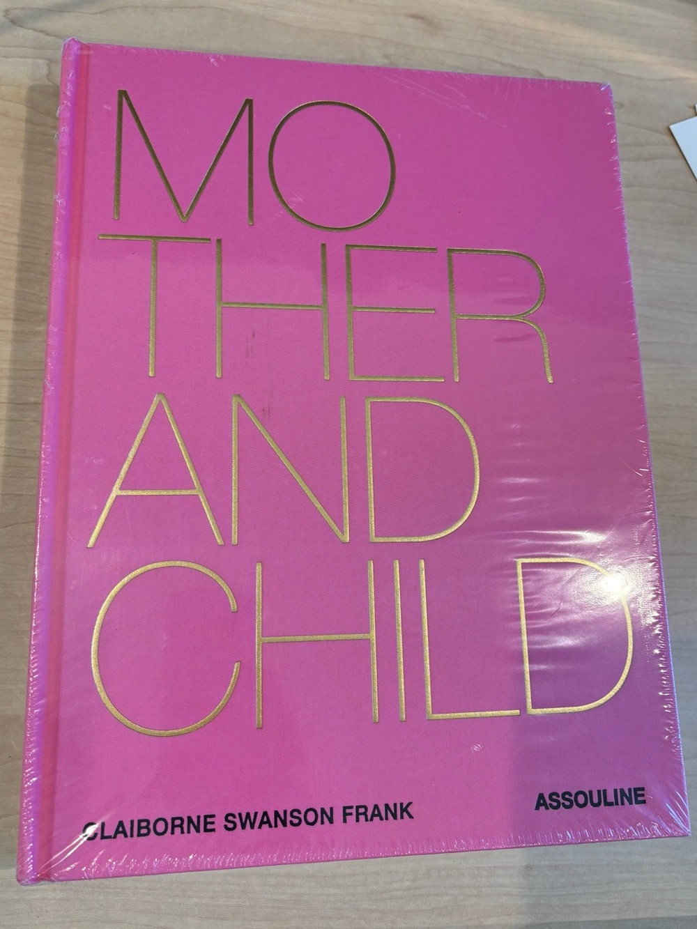 Assouline Hot Pink Hardcover Decor “Mother and Child” Book with Gold Letters